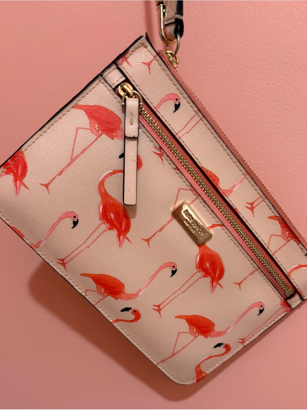Kate Spade Flamingo Print Wristlet - Pink (Shore Street Tinie) Excell.Condition